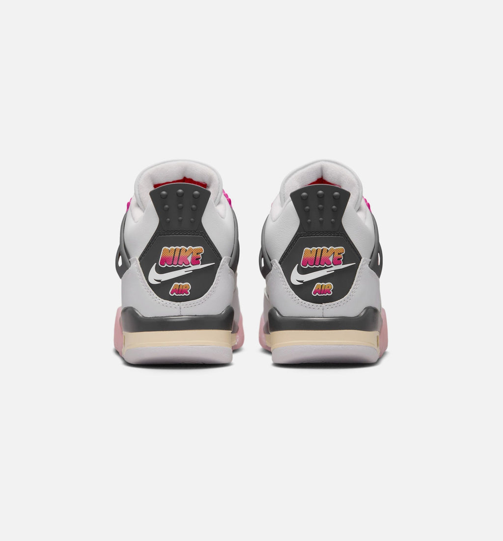 Air Jordan 4 Retro Comic Grade School Lifestyle Shoe – Off White/Fire Pink/Anthracite