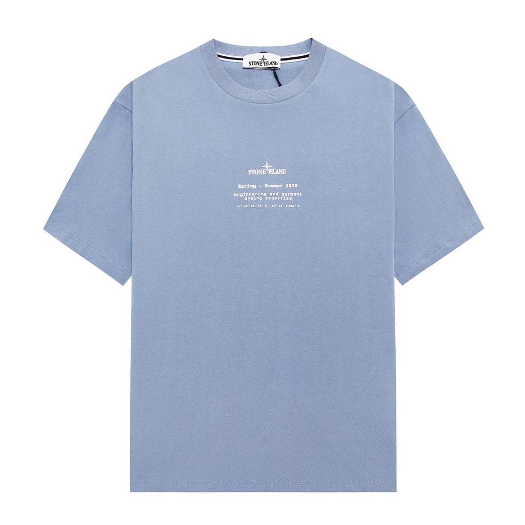 Stone Island Spring-Summer 2026 Engineering and Garment Dyeing Text Print Crew Neck T-Shirt