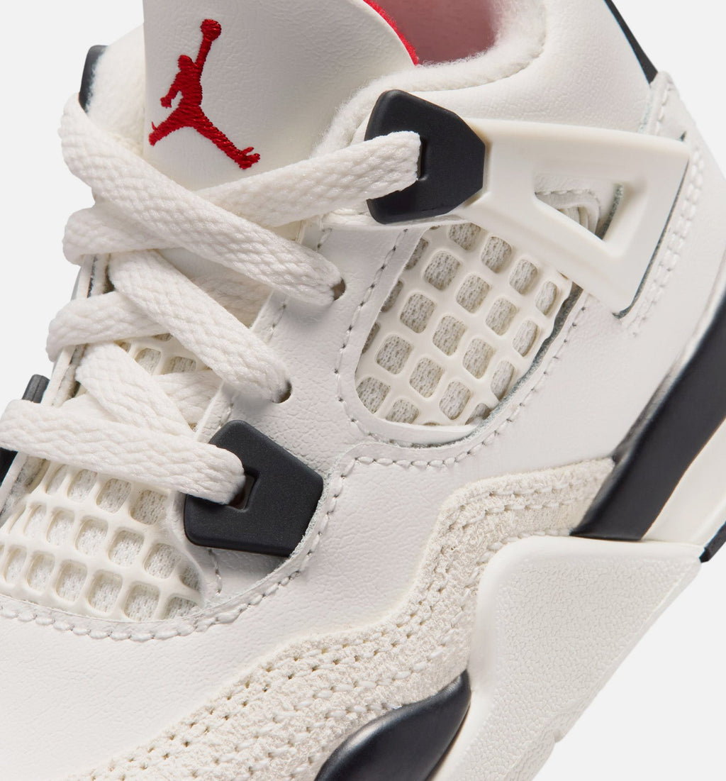 Air Jordan 4 Retro Flight Club Infant Sneakers - Sail/Black/University Red