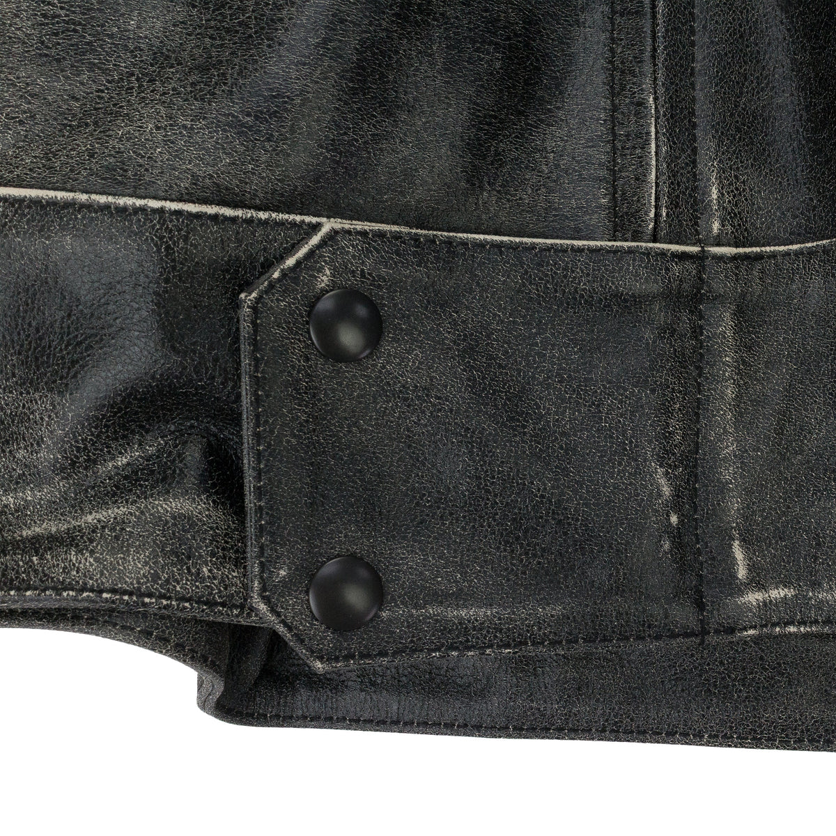 BLACK DISTRESSED BIKER LEATHER JACKET