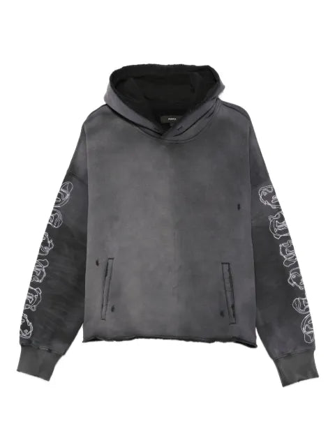 Purple Brand sleeve-graphic distressed hoodie