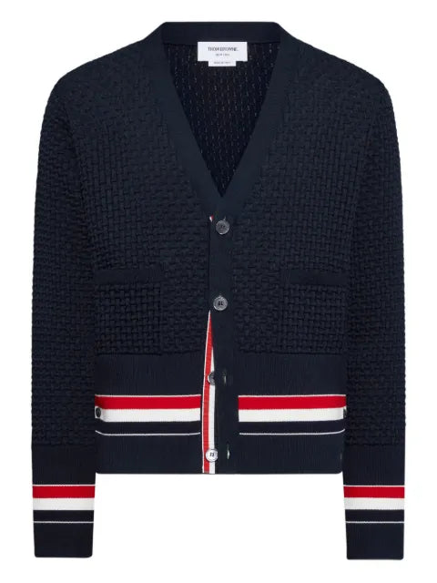 Thom Browne float ripple stitch rwb stripe cardigan