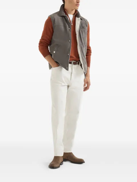 Brunello Cucinelli mouliné cashmere sweater with half zip