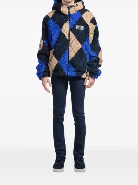 Versace Jeans Couture argyle hooded jacket