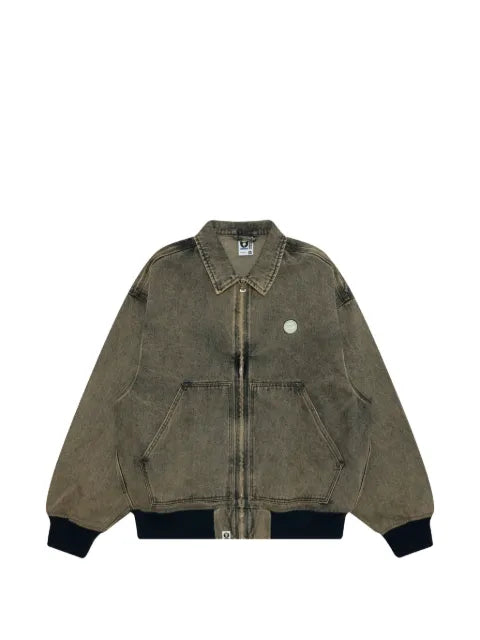AAPE BY *A BATHING APE® Aapenow acid-wash logo-embroidered jacket