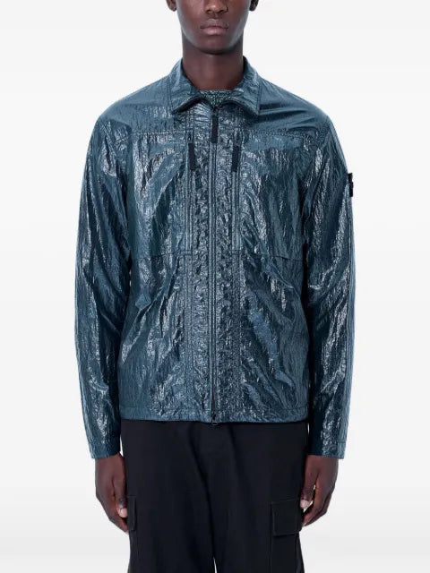 Stone Island 1200031 nylon lucido comfort-fit zip-up overshirt with chest pockets