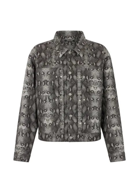 Roberto Cavalli python-print denim jacket