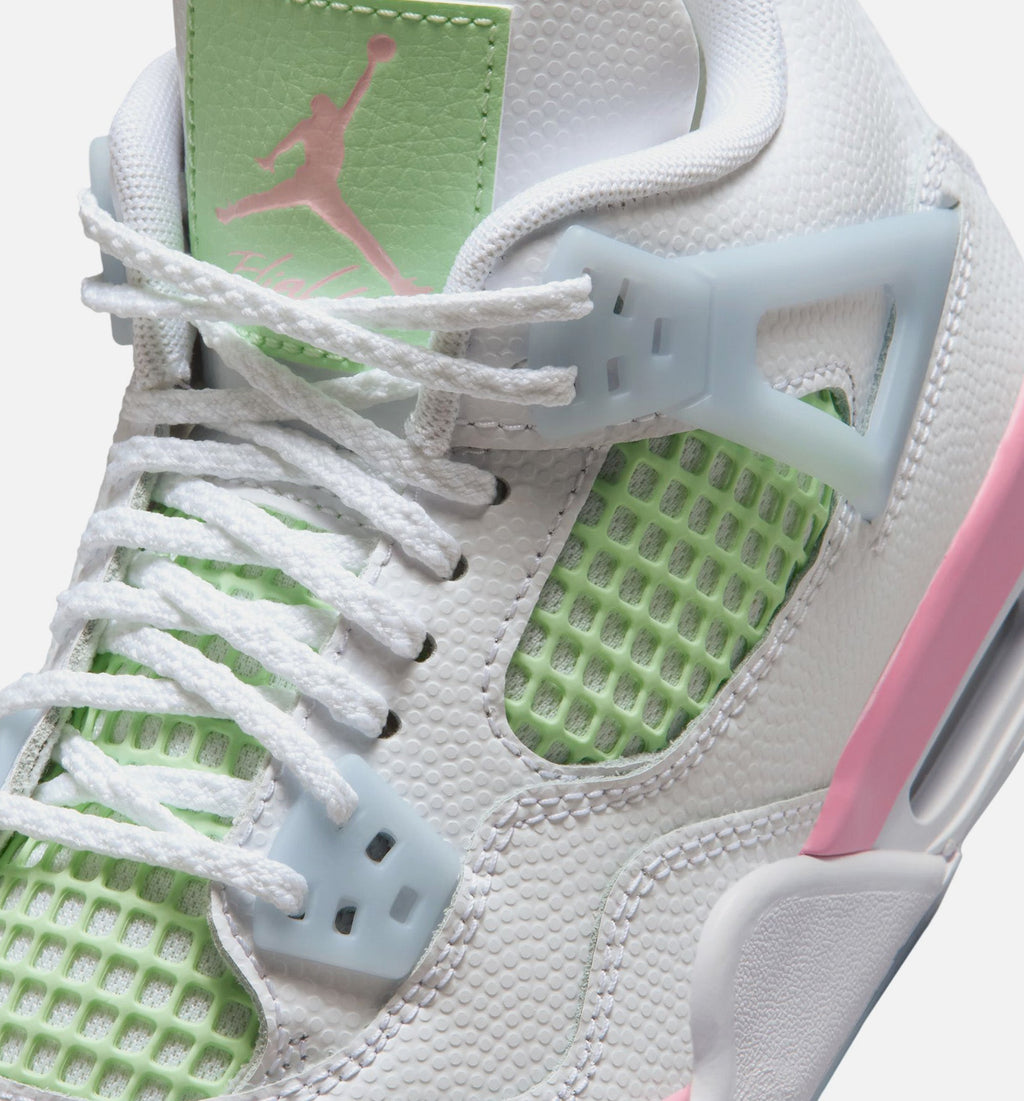 Air Jordan 4 Retro Medium Soft Pink | Grade School Lifestyle Shoe | White/Medium Soft Pink/Half Blue