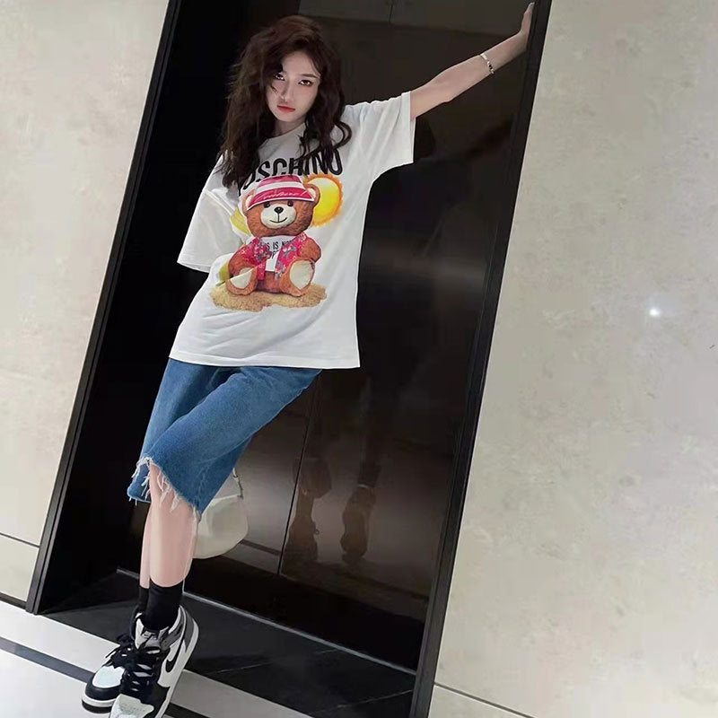 Moschino T-shirt T-shirt Round Neck Pullover Loose