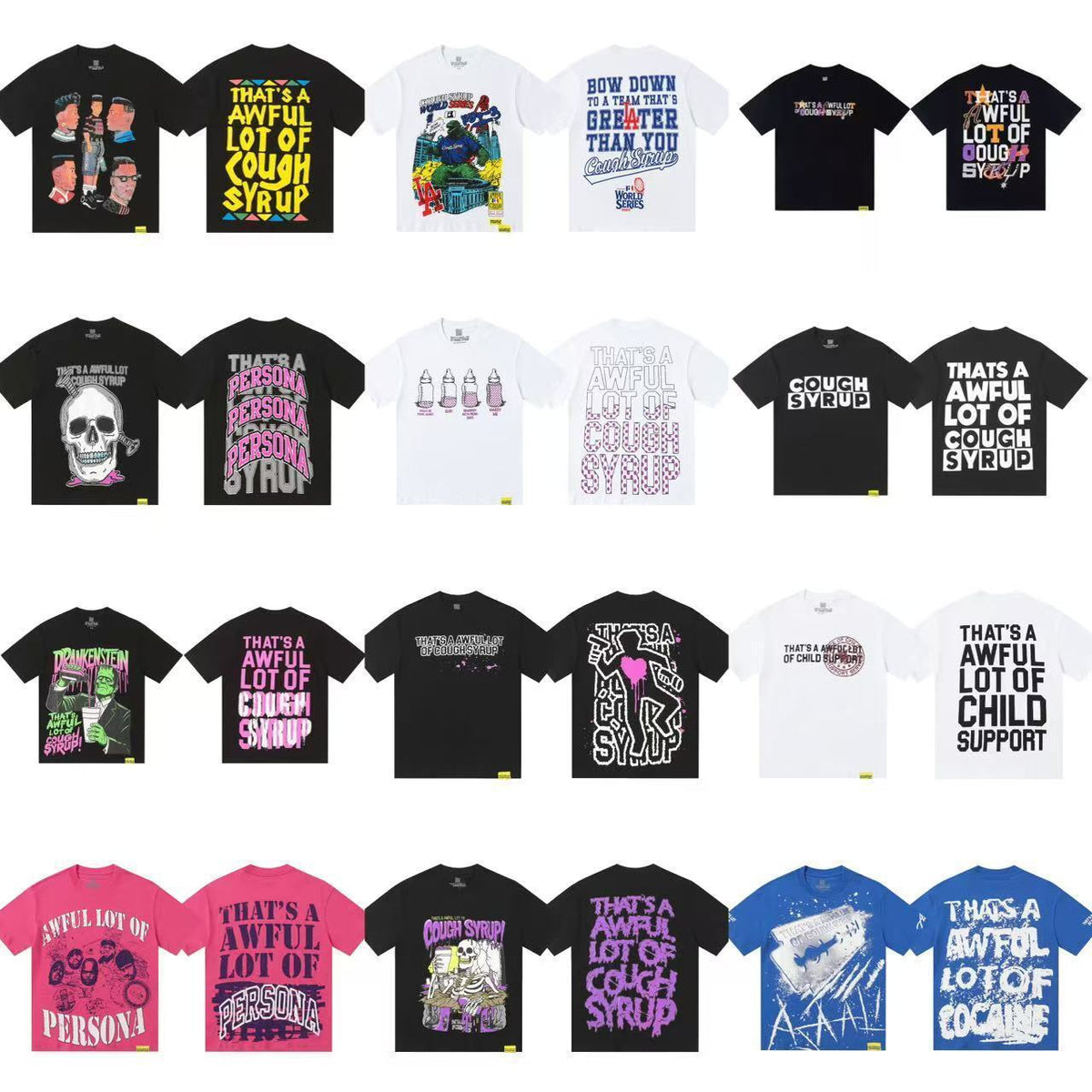 ALOCS Cough Syrup Multi‑Vintage Graphic Oversized Tee Streetwear