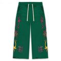 Vale Forever Green Tribal Graphic Distressed Wide Leg Sweatpants