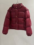 CELINE Down Coat Women's Convertible Hooded Puffer Coat