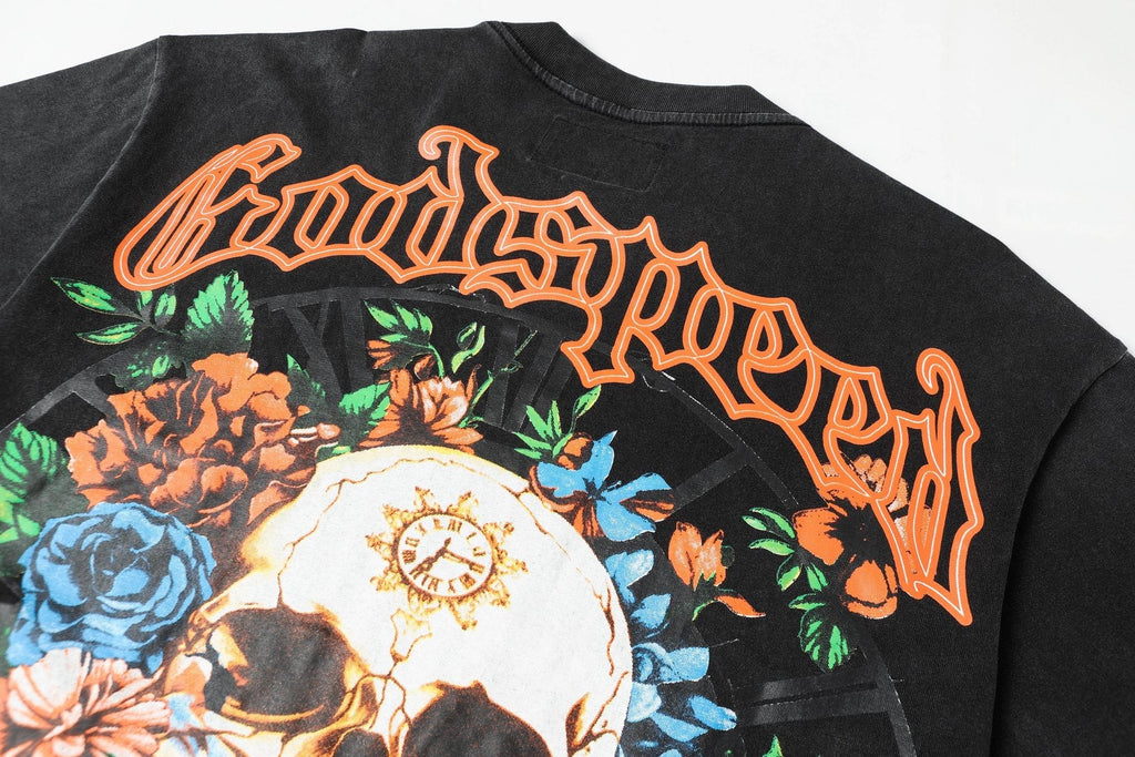 Godspeed Skull & Floral Graphic Short-Sleeve T-Shirt