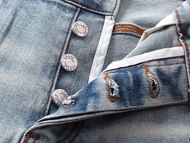 Purple Brand Light Blue Distressed Denim Shorts