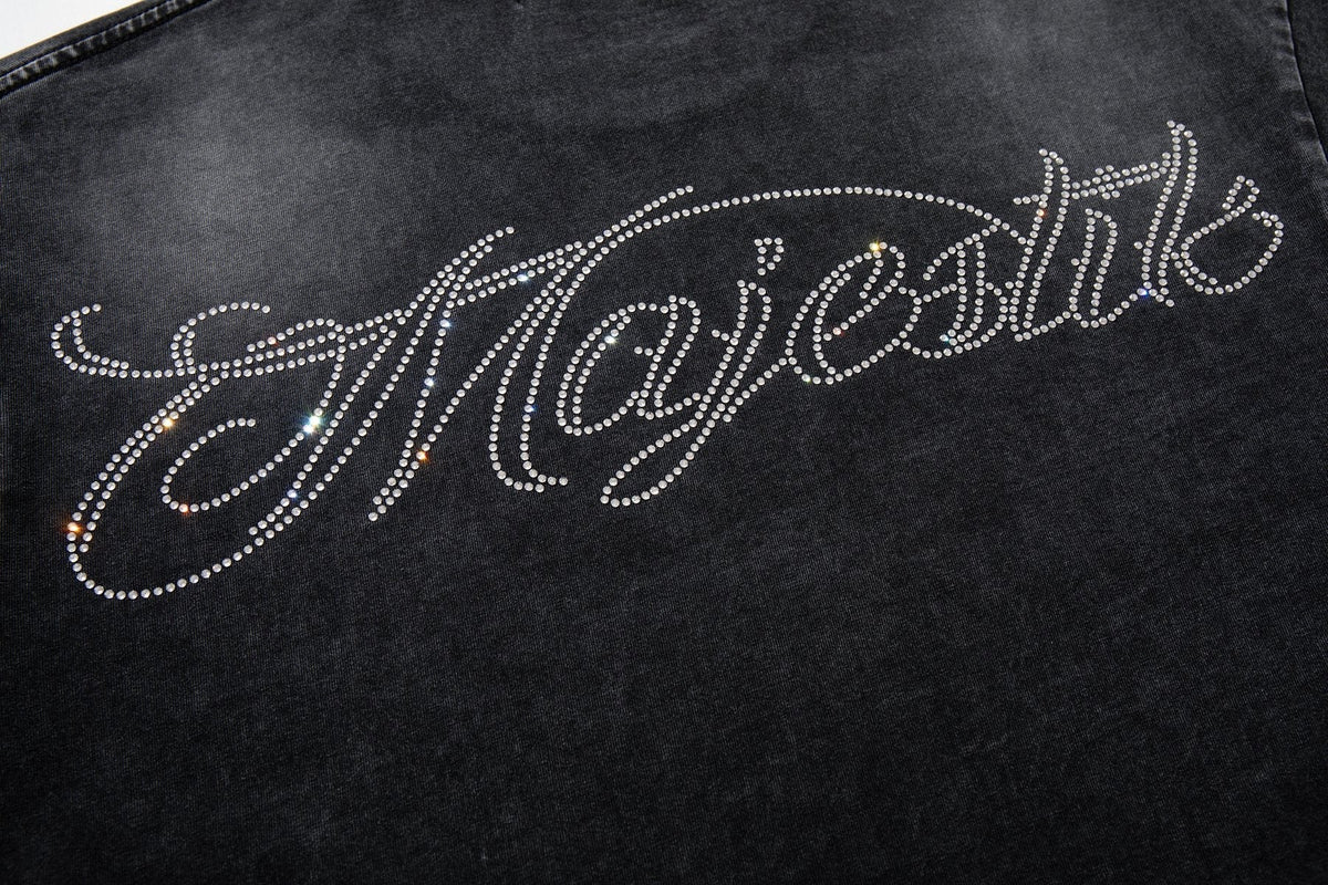 MAJESTIK Washed Black Astronaut Rose Graphic T-Shirt