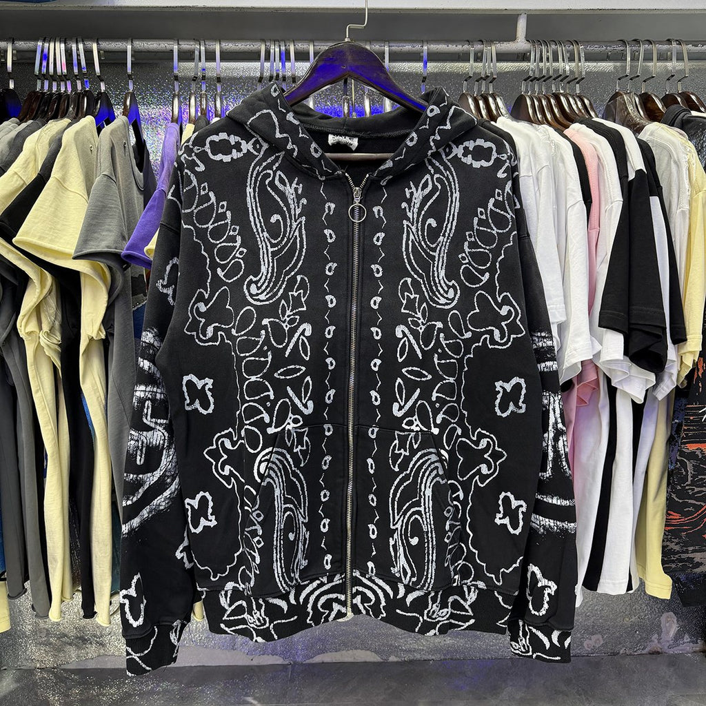 VALE USA Paisley Print Zip Hoodie