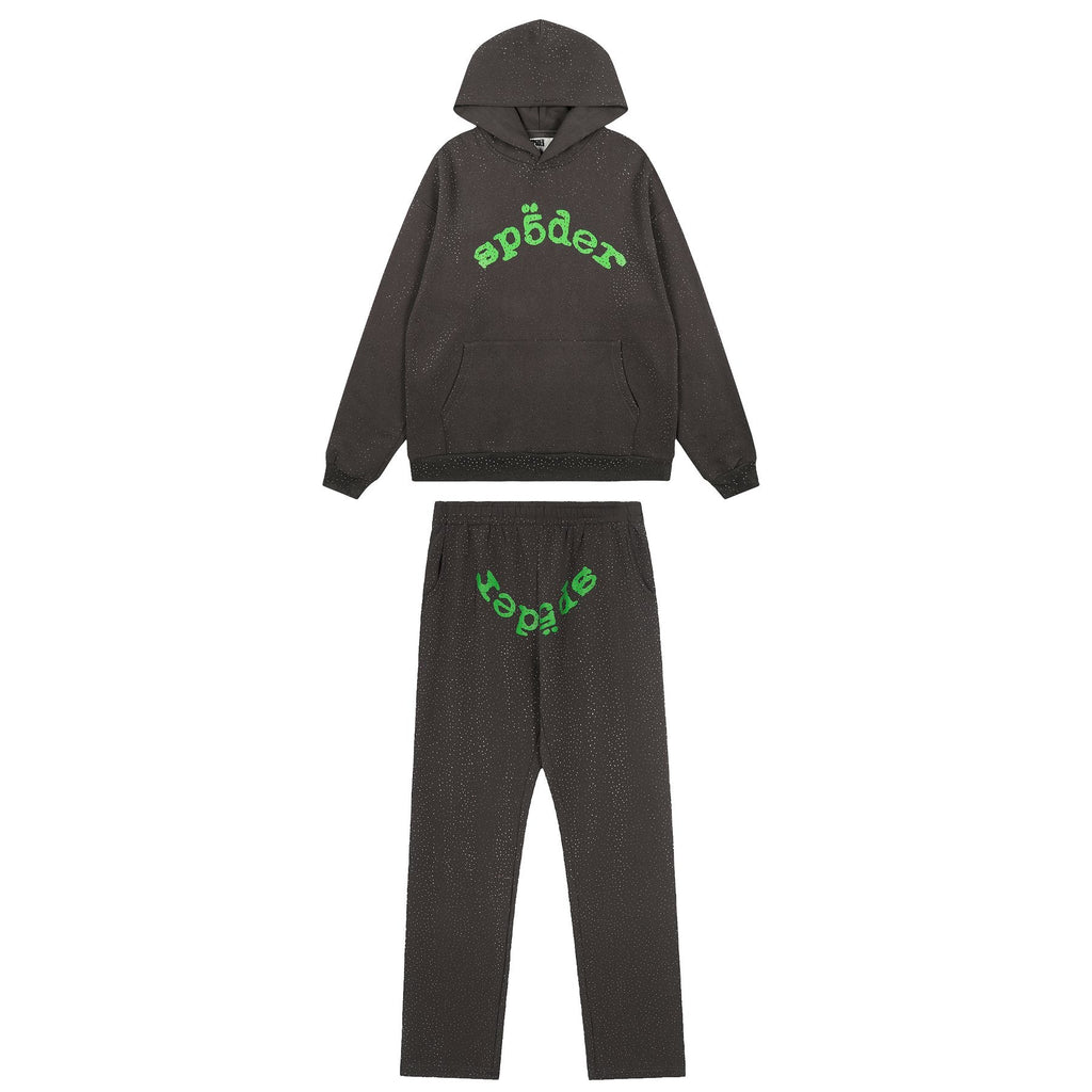 Sp5der Rhinestone Hoodie & Pants Matching Set
