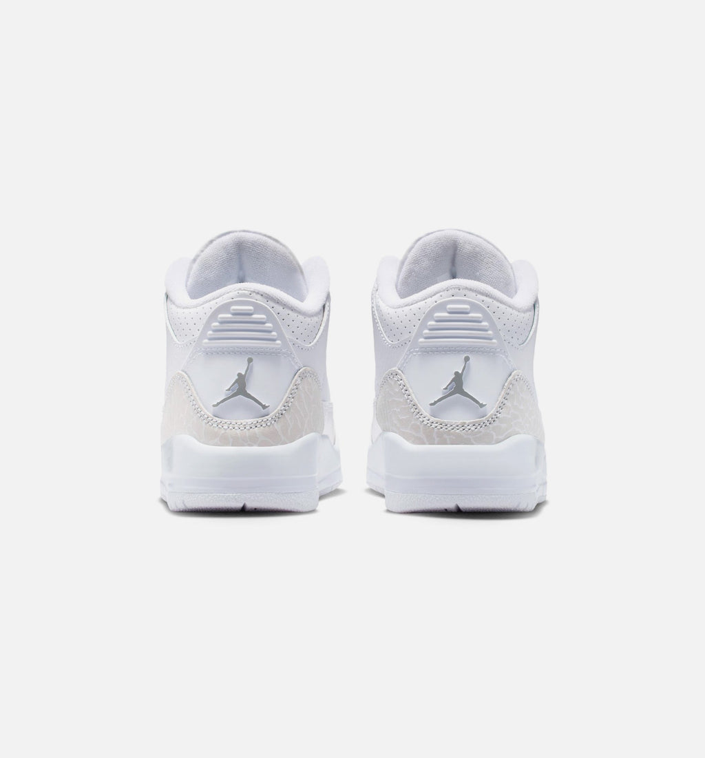 Air Jordan 3 Retro White And Silver Infant/Toddler Shoes - White Metallic Silver