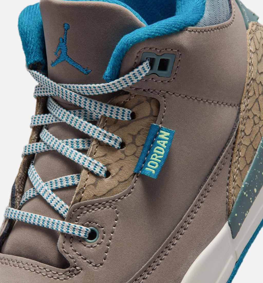 Air Jordan 3 Retro Olive Grey Preschool Sneakers - Olive Grey / Green Abyss / Khaki / Sea Glass