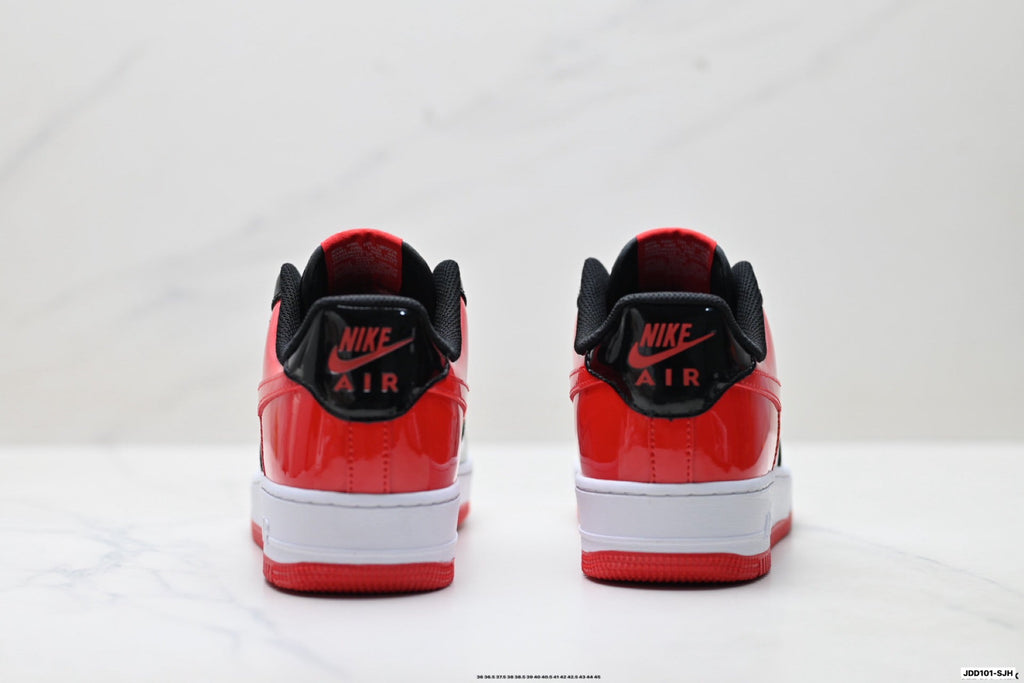 Nike Air Force 1 Low Black Red White Unisex Sneakers Style 01
