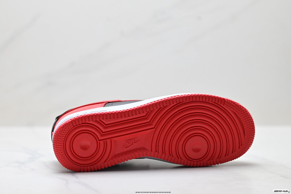 Nike Air Force 1 Low Black Red White Unisex Sneakers Style 01