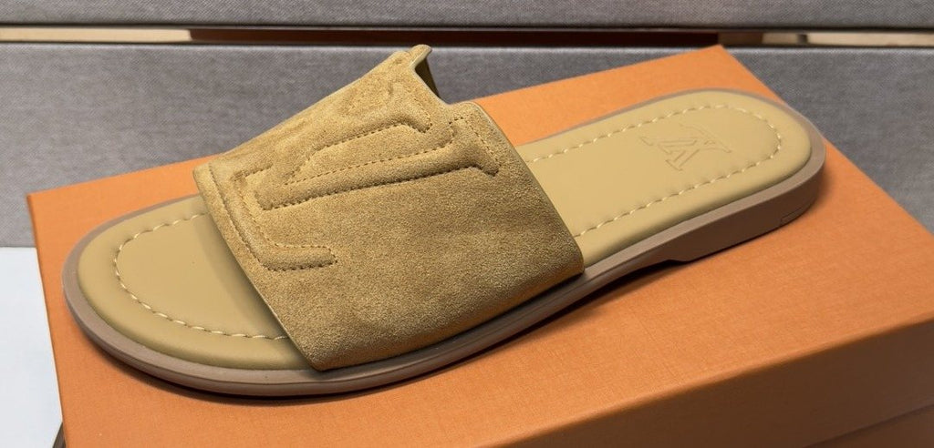 Louis Vuitton Men's Tan Monogram Slide Sandals