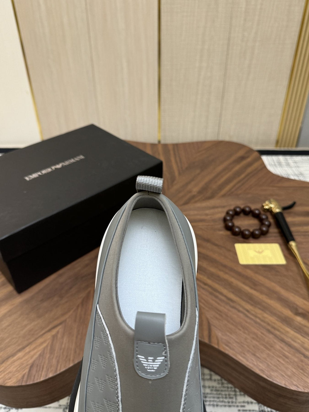 Emporio Armani Gray Slip-On Sneakers