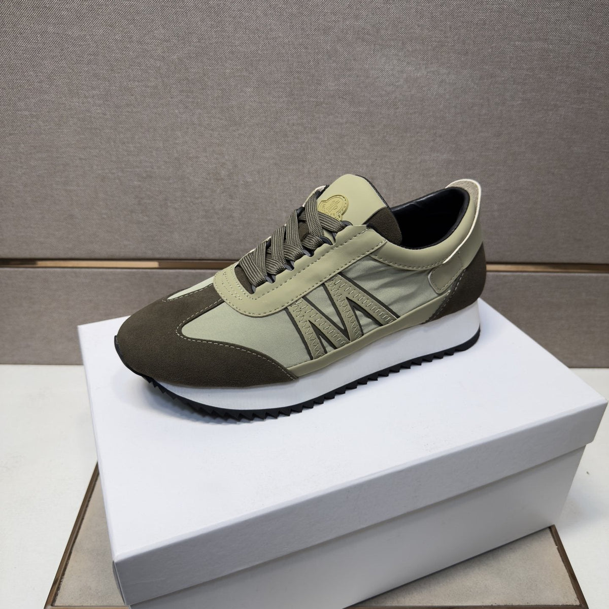 Moncler Olive Green Low-Top Sneakers