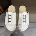 Zegna Men's White Striped Slide Sandals