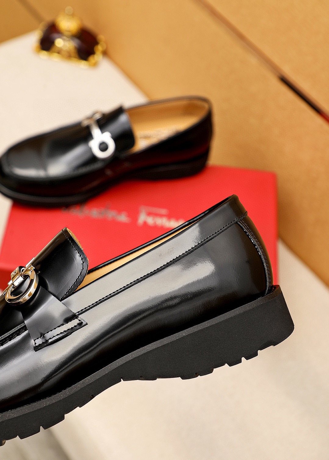 Ferragamo Black Hardware Loafers - Slip-On Construction