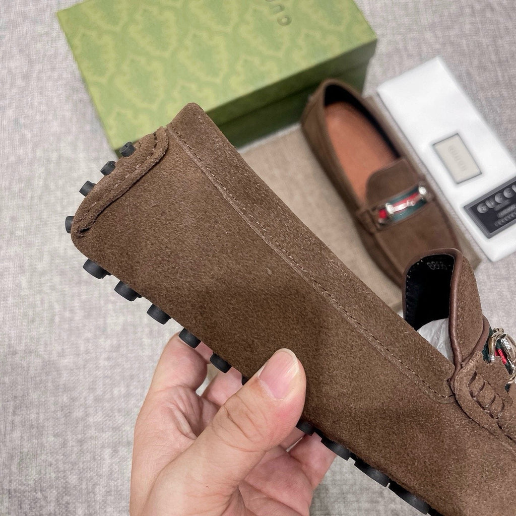 Gucci Brown Web Stripe Loafers