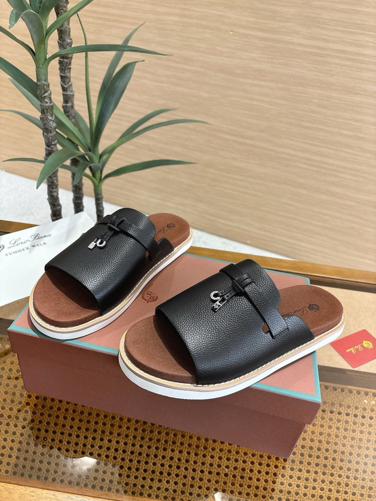 Loro Piana Men's Textured Leather Mule Sandals