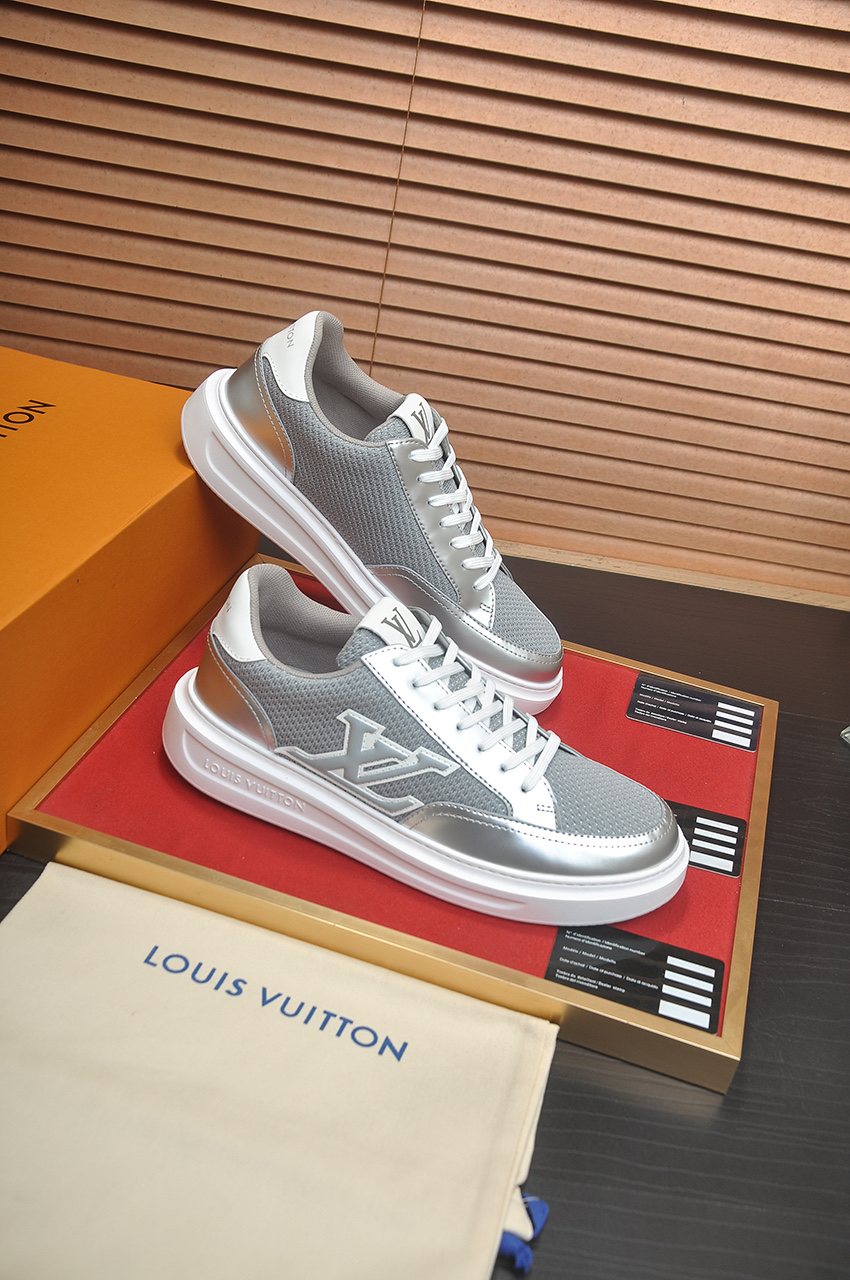 Louis Vuitton Men's Metallic Panel Low-Top Sneakers