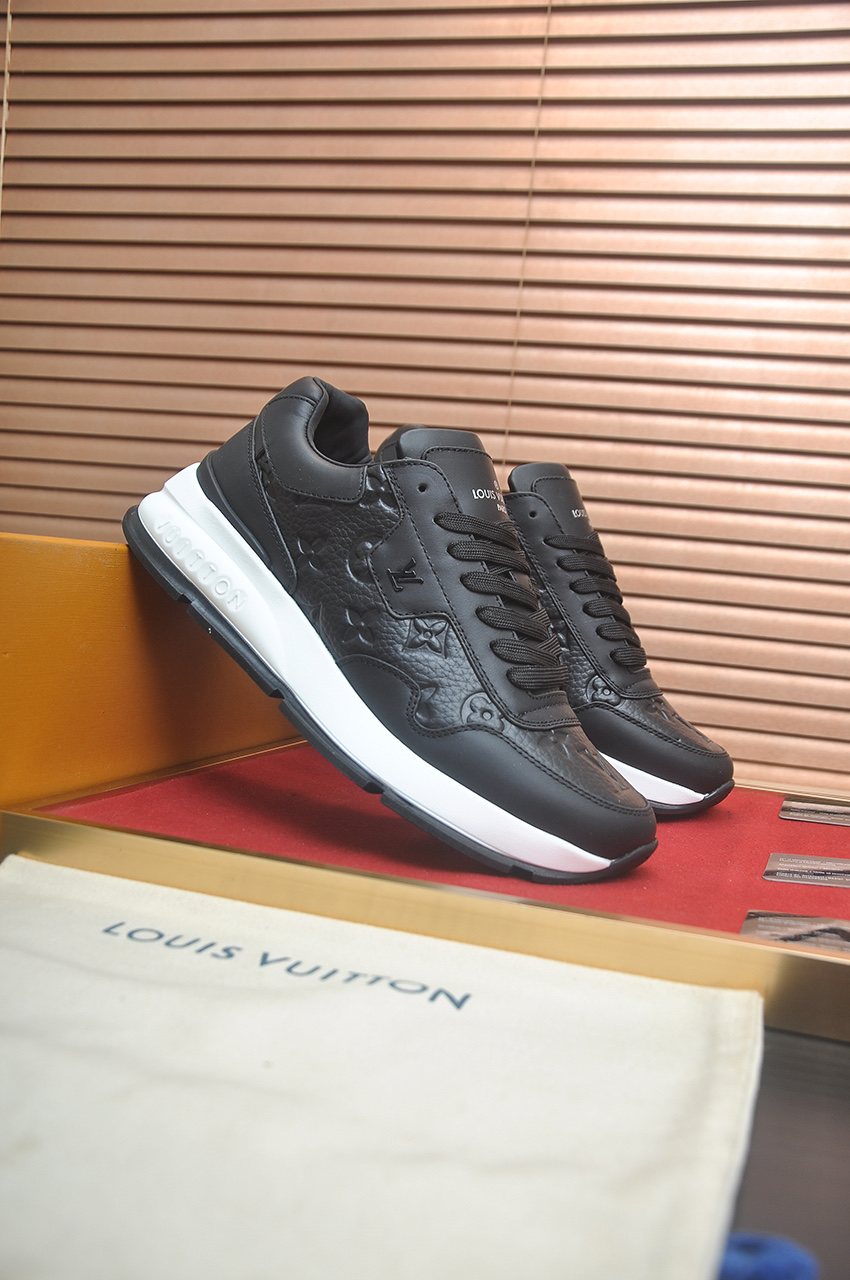 Louis Vuitton Black and White Low-Top Sneakers - Dark Treaded Outsole