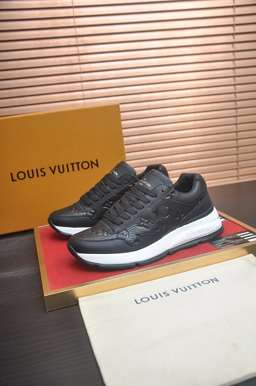 Louis Vuitton Black and White Low-Top Sneakers - Dark Treaded Outsole
