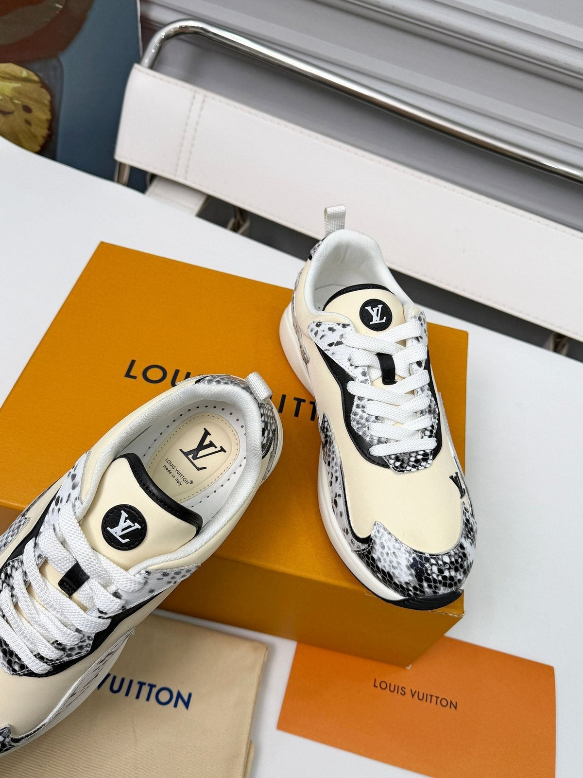 Louis Vuitton Men's Patterned Low-Top Sneakers - Patterned Overlay Details