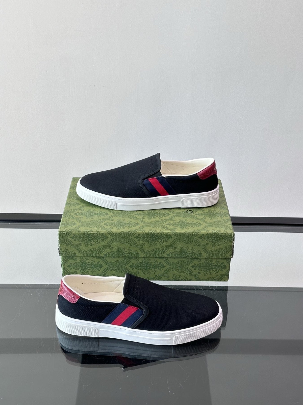 Gucci Striped Slip-On Shoes