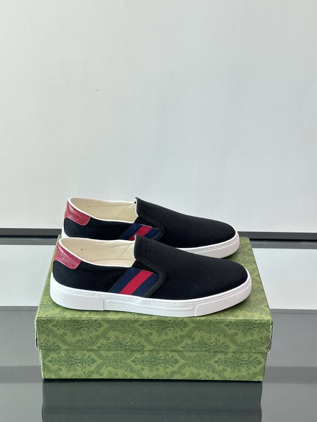 Gucci Striped Slip-On Shoes