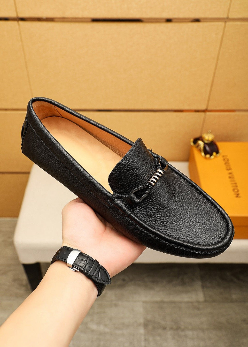 Louis Vuitton Pebble-Grain Bit Loafers