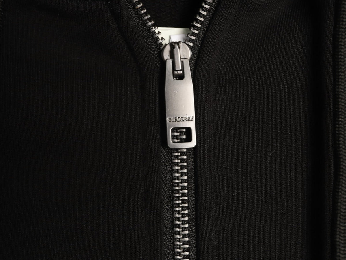 Burberry Equestrian Knight Check-Detail Zip Hoodie - Black