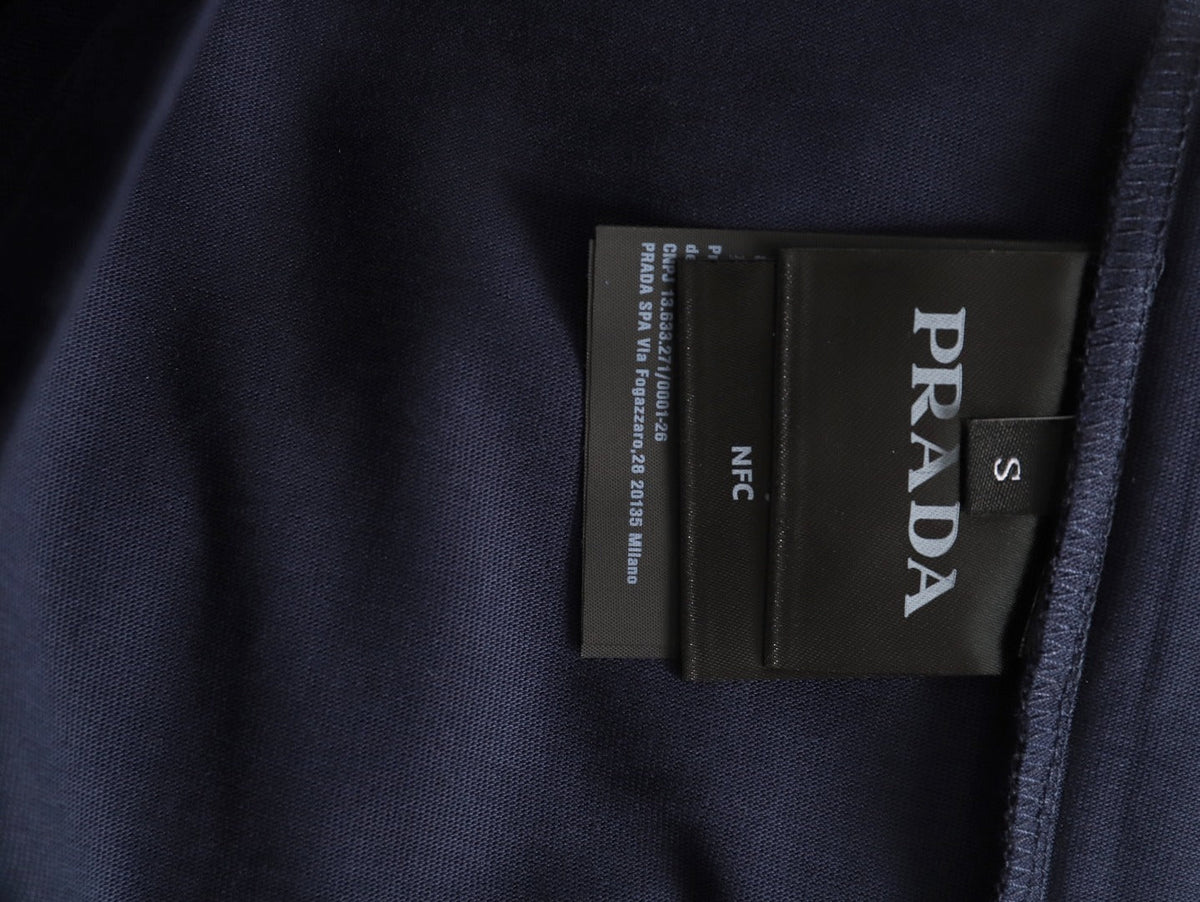 Prada PRD Neck-Label Relaxed Pullover Hoodie - Navy