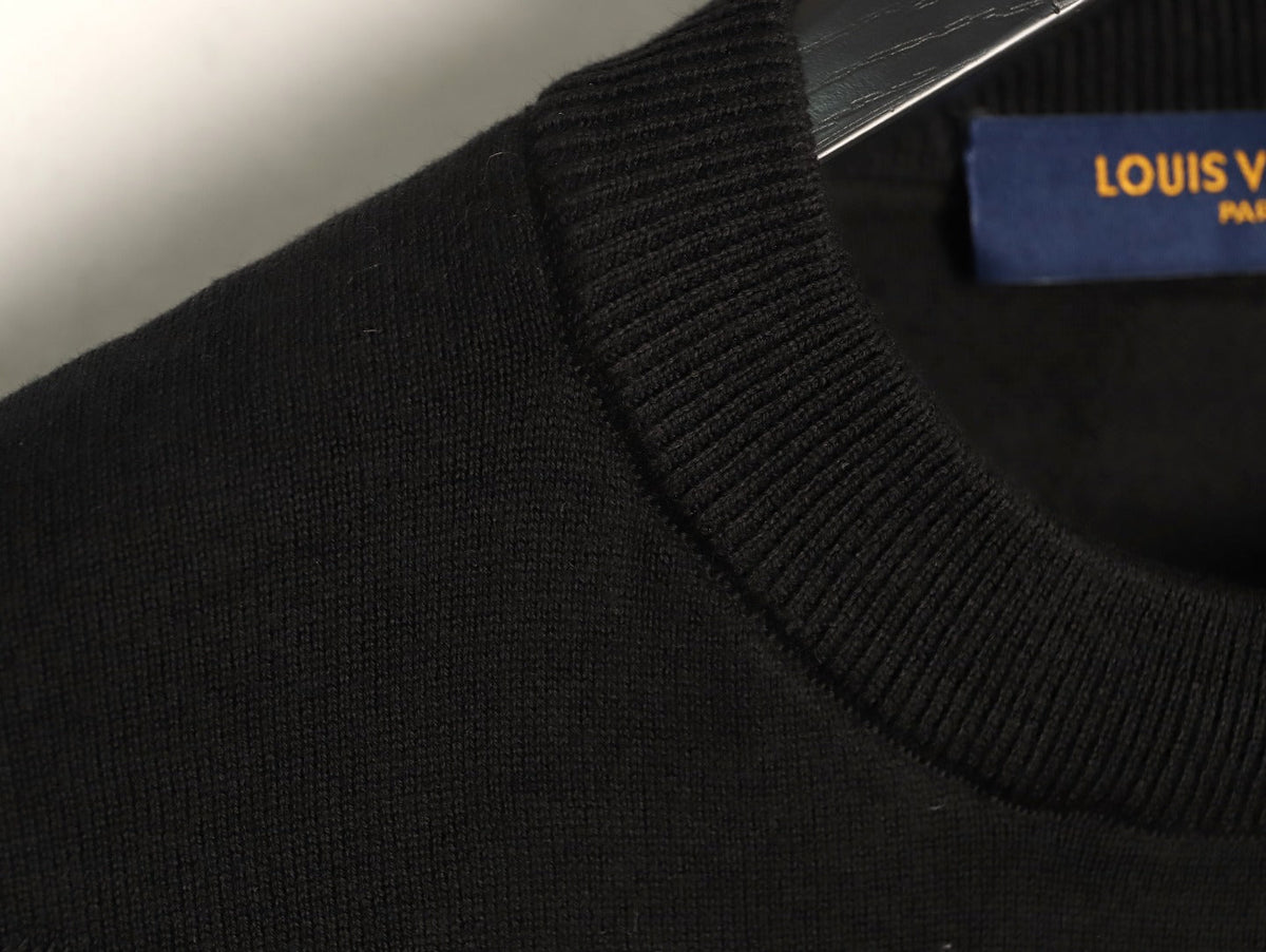 Louis Vuitton Tonal Relief-Style Crewneck Knit Sweater - Black